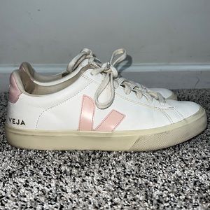 Veja Campo textured-leather sneakers Pink and White Size Eur 42 US 11